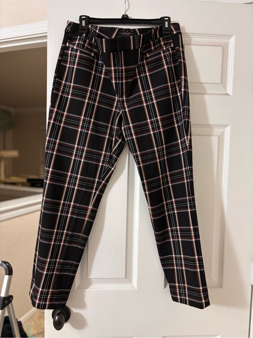 Banana Republic Black Plaid Chinos
